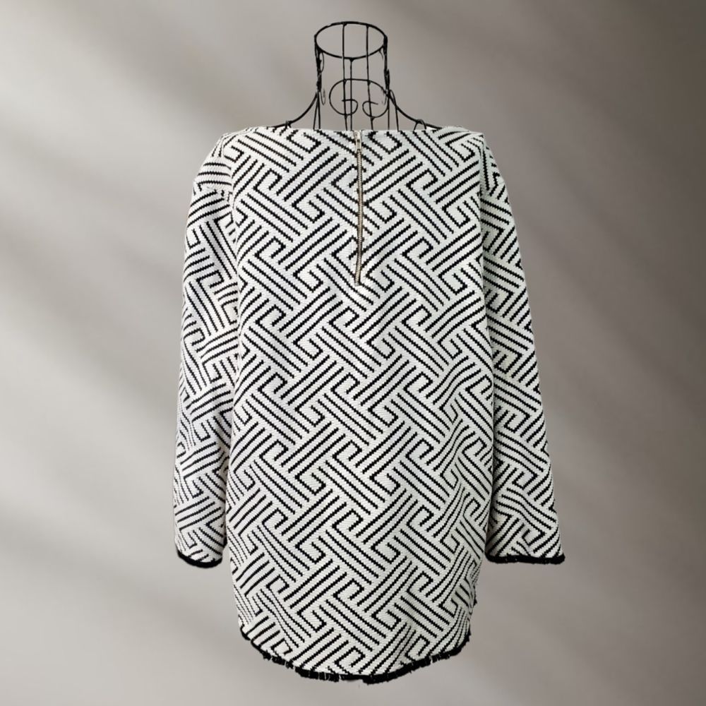 Anthropologie W5 Black and White Shirt with Fringe - Picture 3 of 6